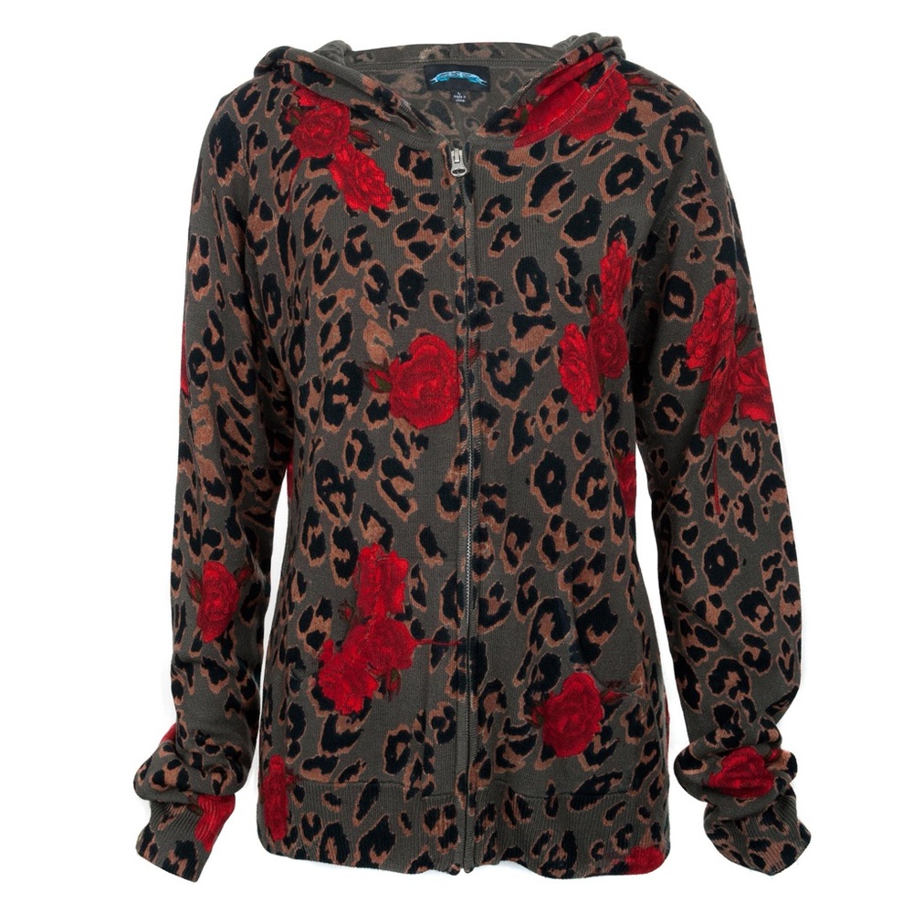 TTE Zip-Hoodie "Leopard Rose” - Gray
